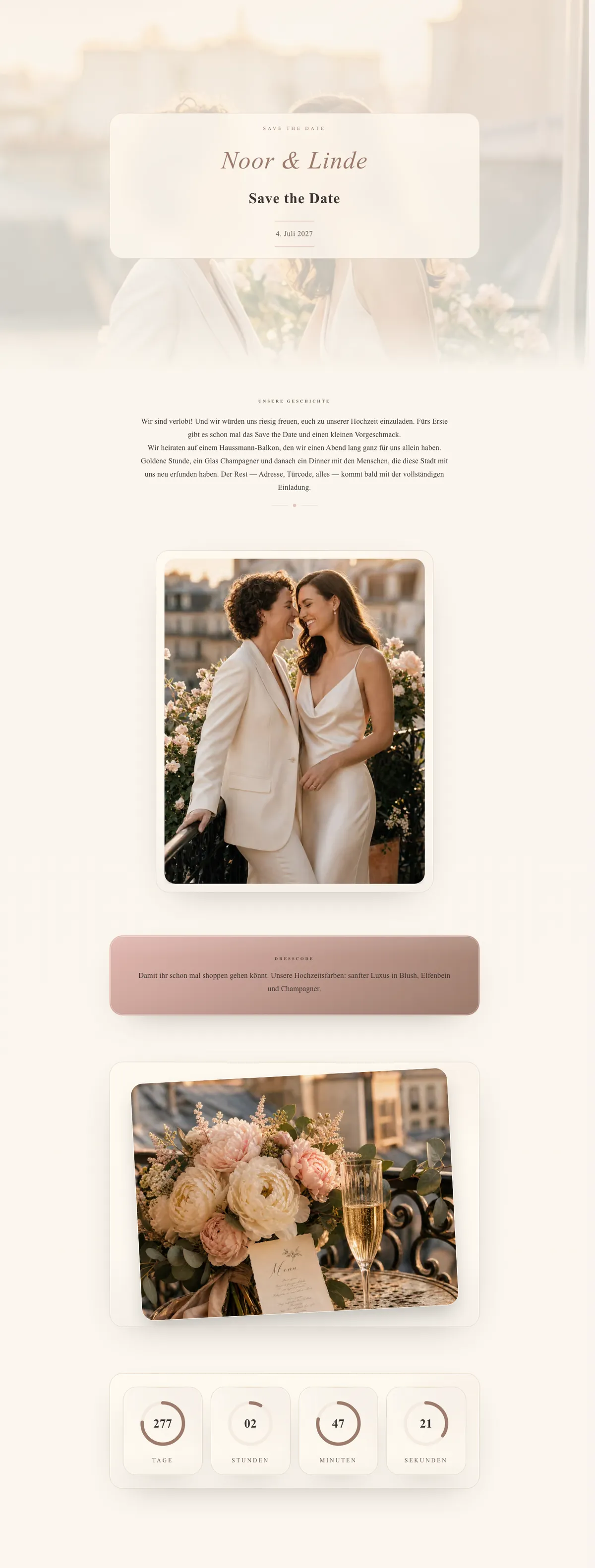 Beispiel Noor & Linde – Champagner zur goldenen Stunde