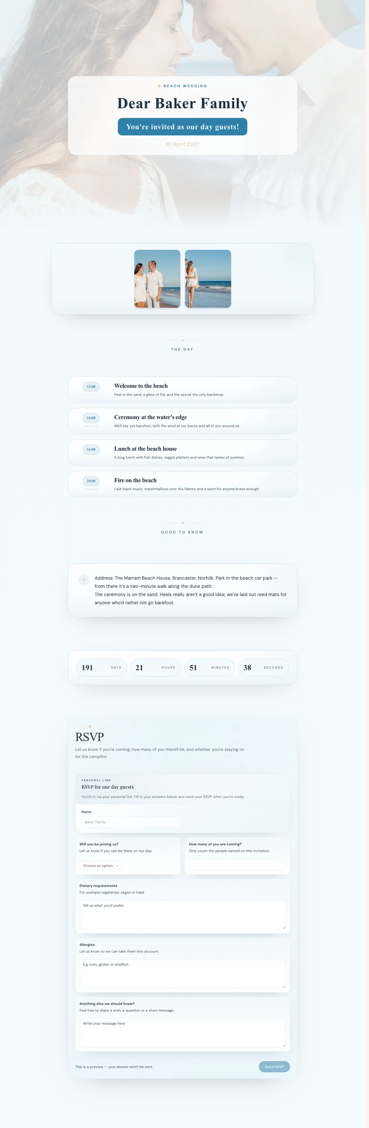 Digital wedding invitation example Rick & Fleur — Havana night invitation