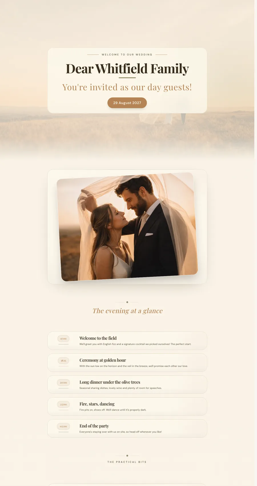 Example invitation page for Thomas & Anouk — elegant wedding styling.