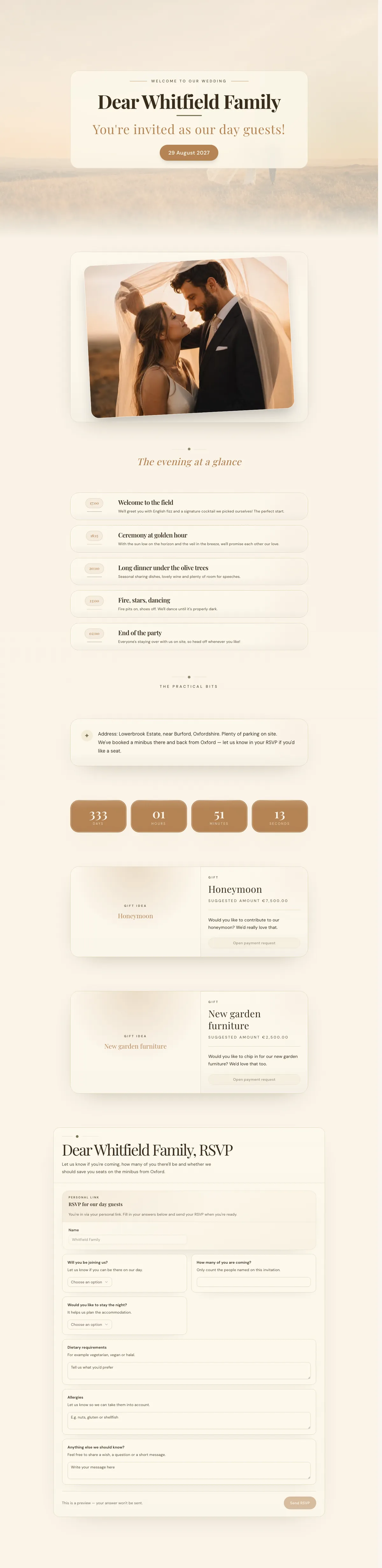 Digital wedding invitation example — Thomas & Anouk (Editorial & distinctive)