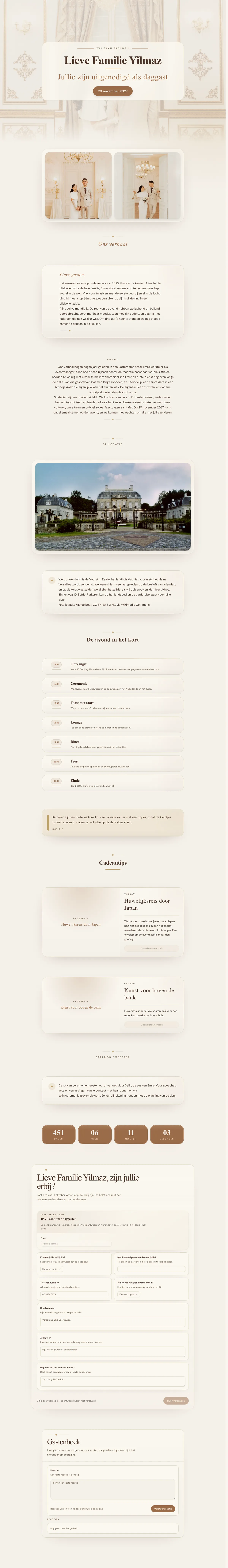 Example Emre & Alina — Golden hall, two families