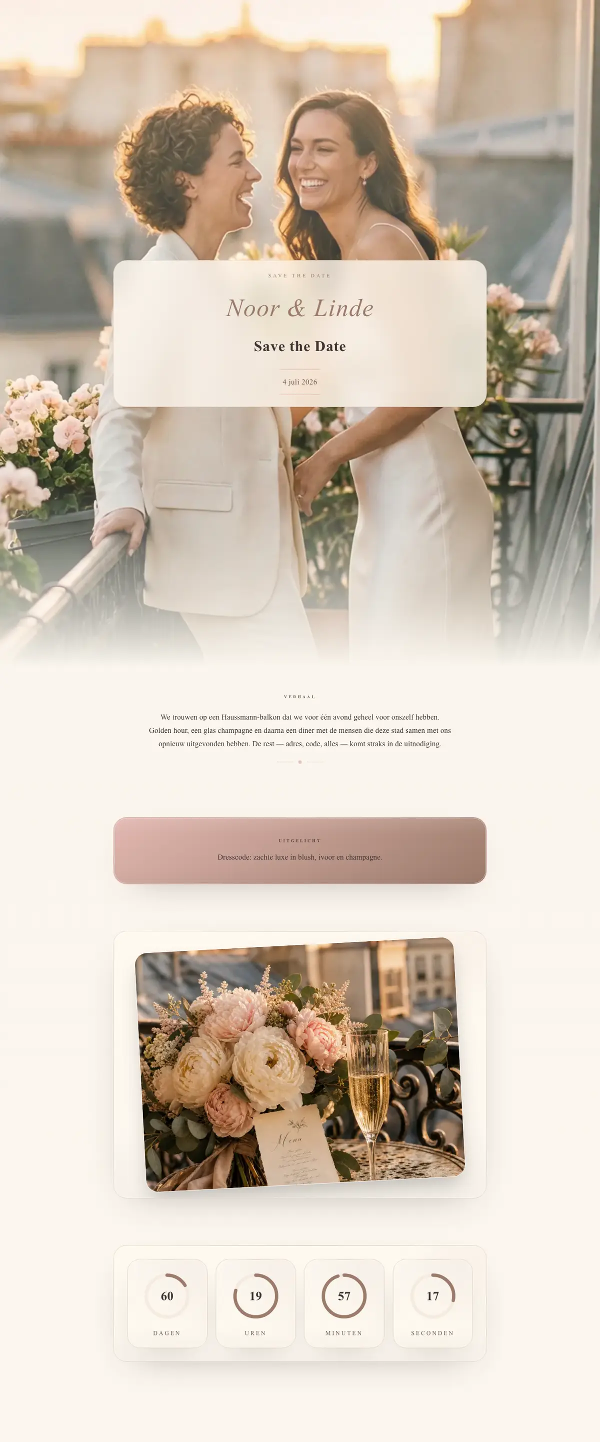 Example Noor & Linde — Champagne golden hour