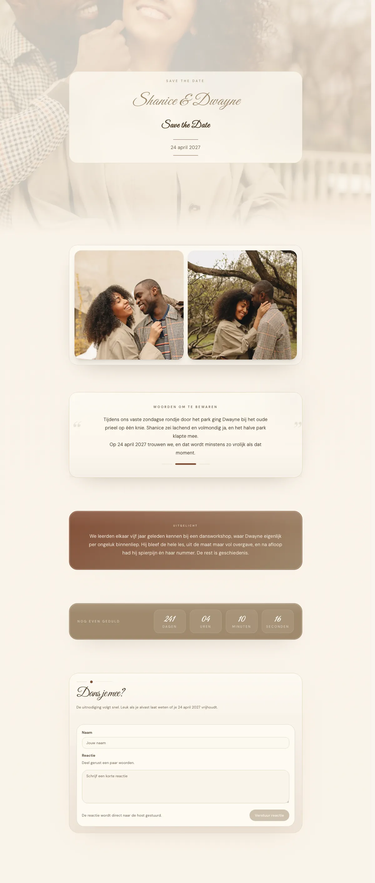 Example Shanice & Dwayne — Warm cream with swing